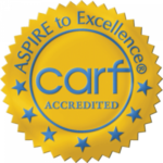 "ASPIRE to Excellence, CARF Accredited" CARF Gold Seal